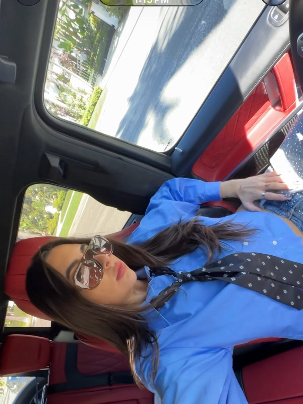 SandroBlue Button-Up Shirt with Built in Tie - Women